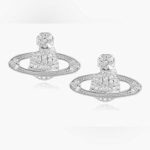 vivienne westwood silver Crystal saturn Revamped stud  earrings